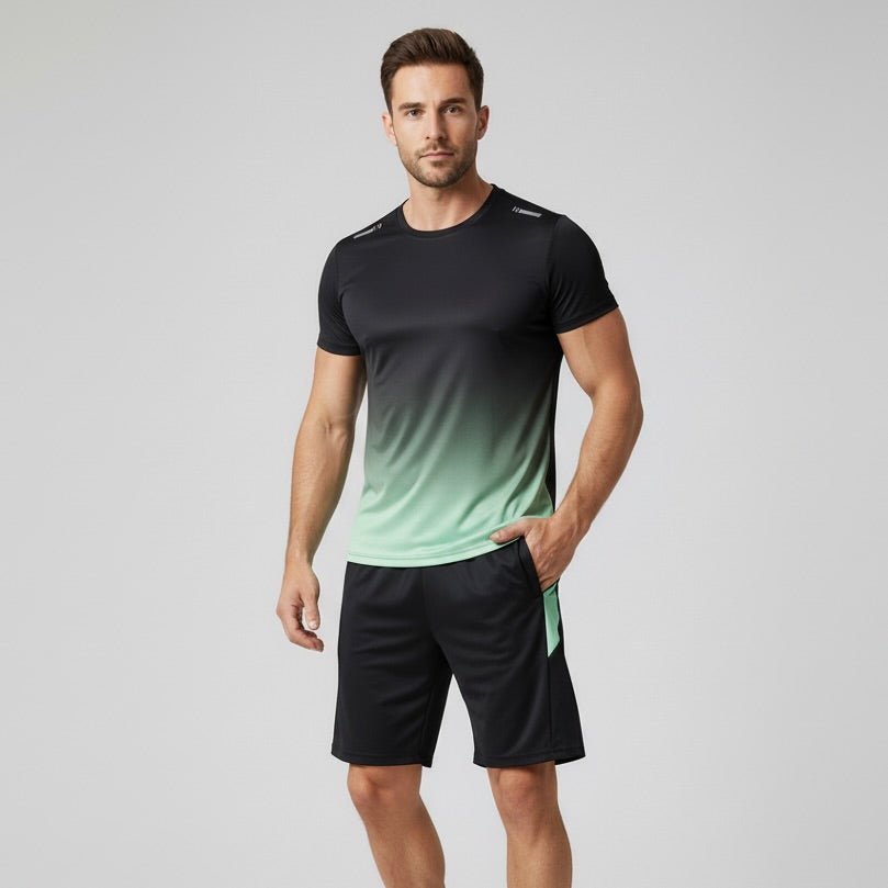 Men's Moisture-Wicking Athletic T-Shirt and Shorts Sports Set