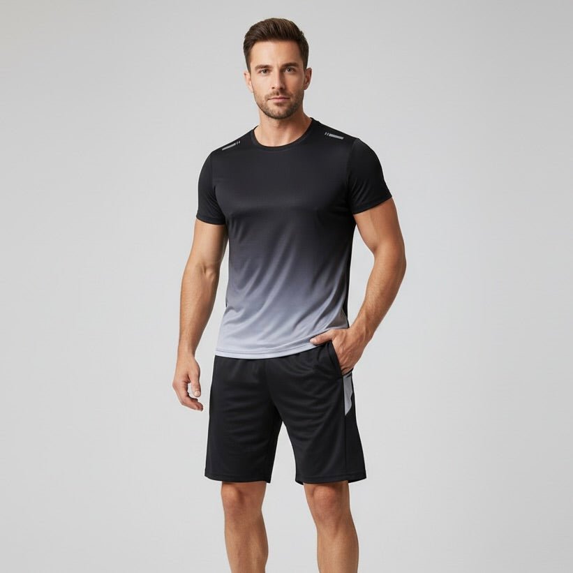 Men's Moisture-Wicking Athletic T-Shirt and Shorts Sports Set