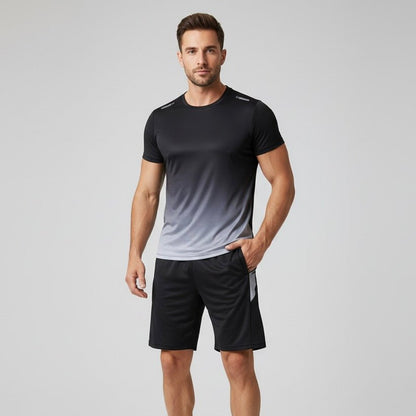 Men's Moisture-Wicking Athletic T-Shirt and Shorts Sports Set