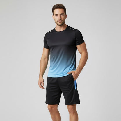 Men's Moisture-Wicking Athletic T-Shirt and Shorts Sports Set