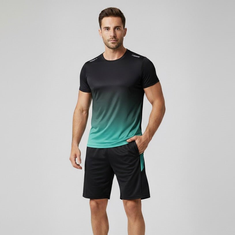 Men's Moisture-Wicking Athletic T-Shirt and Shorts Sports Set
