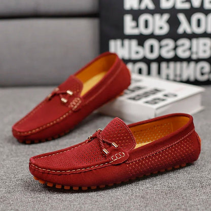 Men's Summer Perforated Suede Slip-On Loafers