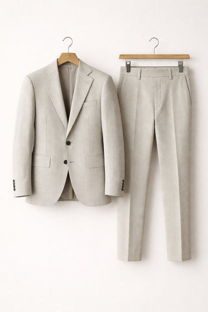 Men's Slim-Fit Two-Piece Formal Suit in Grey-Blue