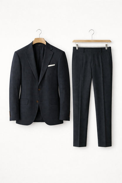 Men's Slim-Fit Two-Piece Formal Suit in Grey-Blue