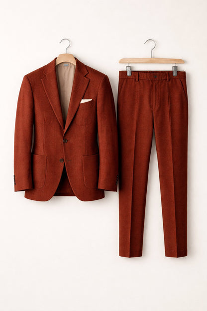 Men's Slim-Fit Two-Piece Formal Suit in Grey-Blue