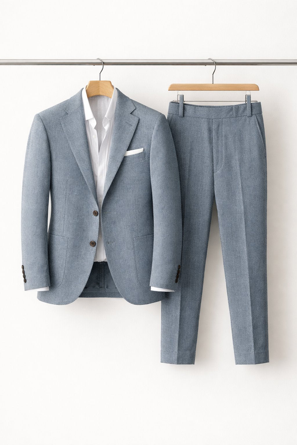 Men's Slim-Fit Two-Piece Formal Suit in Grey-Blue