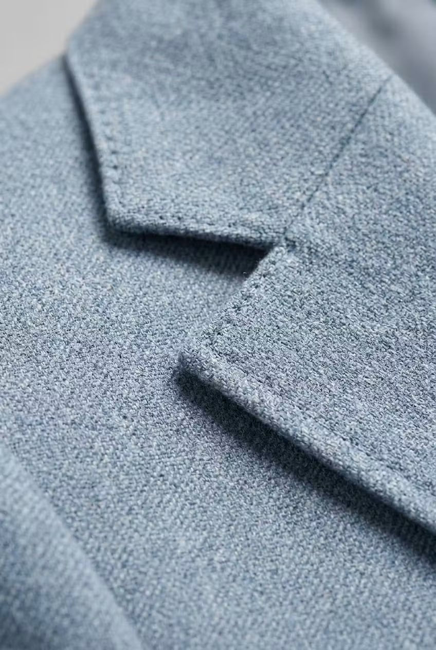 Men's Slim-Fit Two-Piece Formal Suit in Grey-Blue