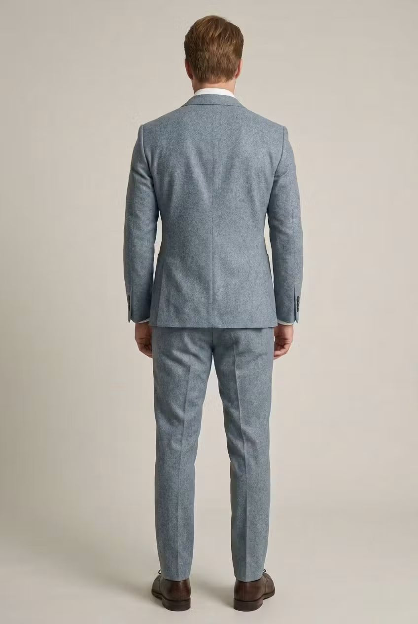 Men's Slim-Fit Two-Piece Formal Suit in Grey-Blue