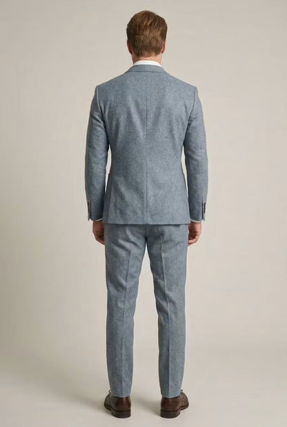 Men's Slim-Fit Two-Piece Formal Suit in Grey-Blue