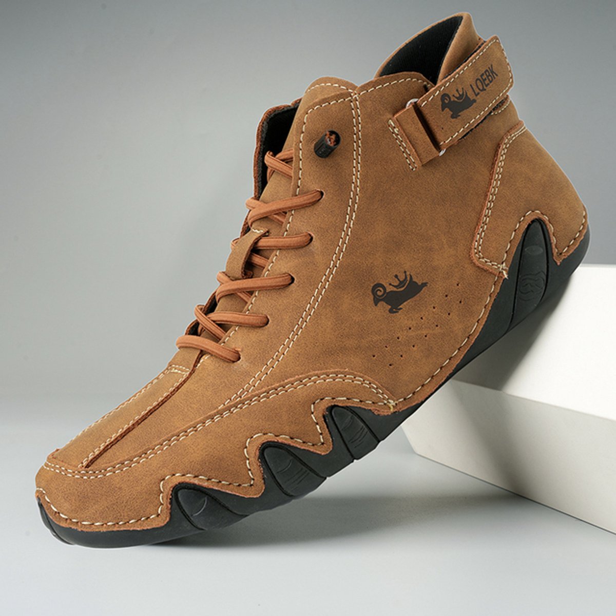 Men's Lace-Up Leather Casual Ankle Boots for Walking