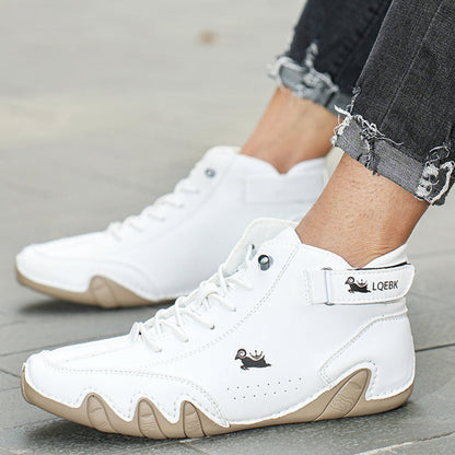 Men's Lace-Up Leather Casual Ankle Boots for Walking