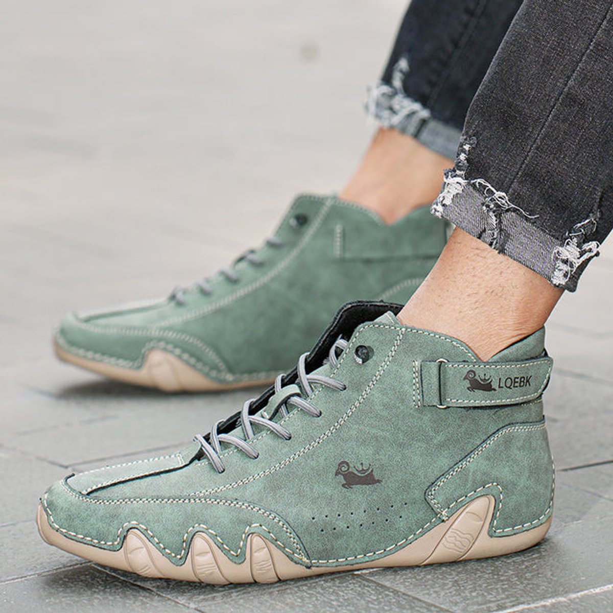 Men's Lace-Up Leather Casual Ankle Boots for Walking
