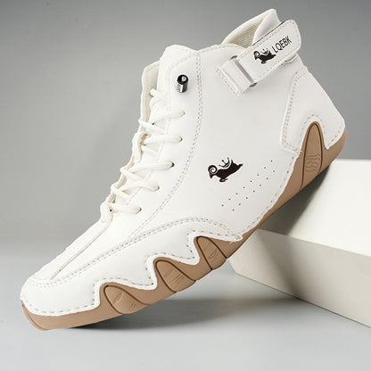 Men's Lace-Up Leather Casual Ankle Boots for Walking