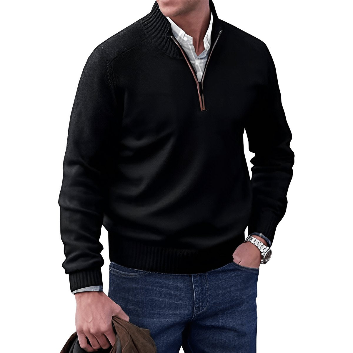 Men's Knit Quarter-Zip Classic-Fit Pullover Sweater