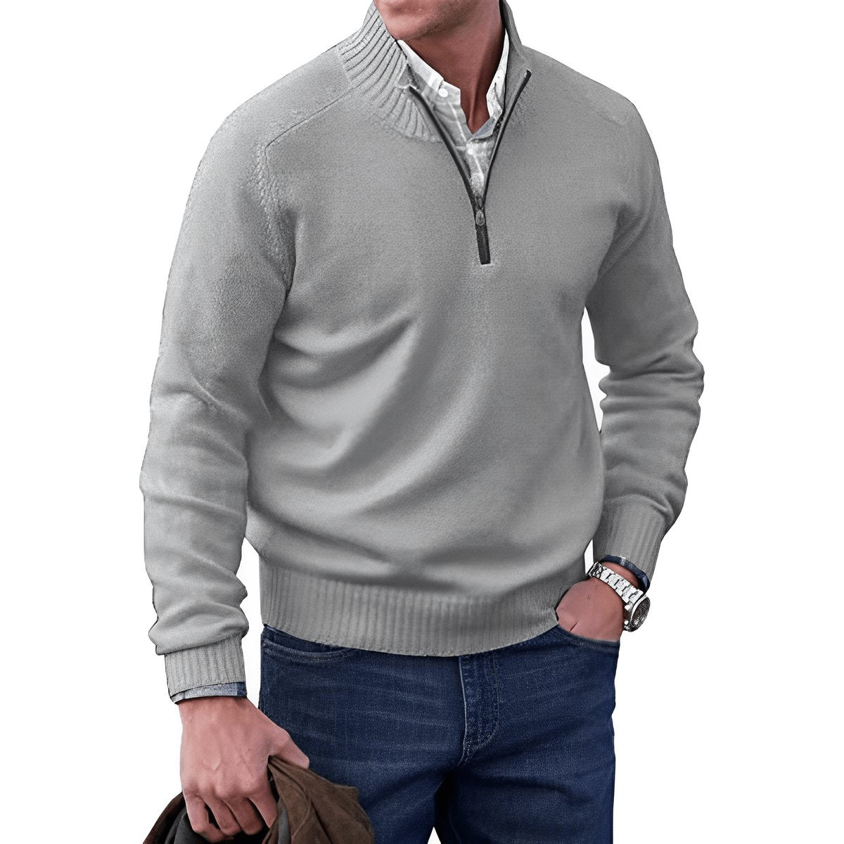 Men's Knit Quarter-Zip Classic-Fit Pullover Sweater