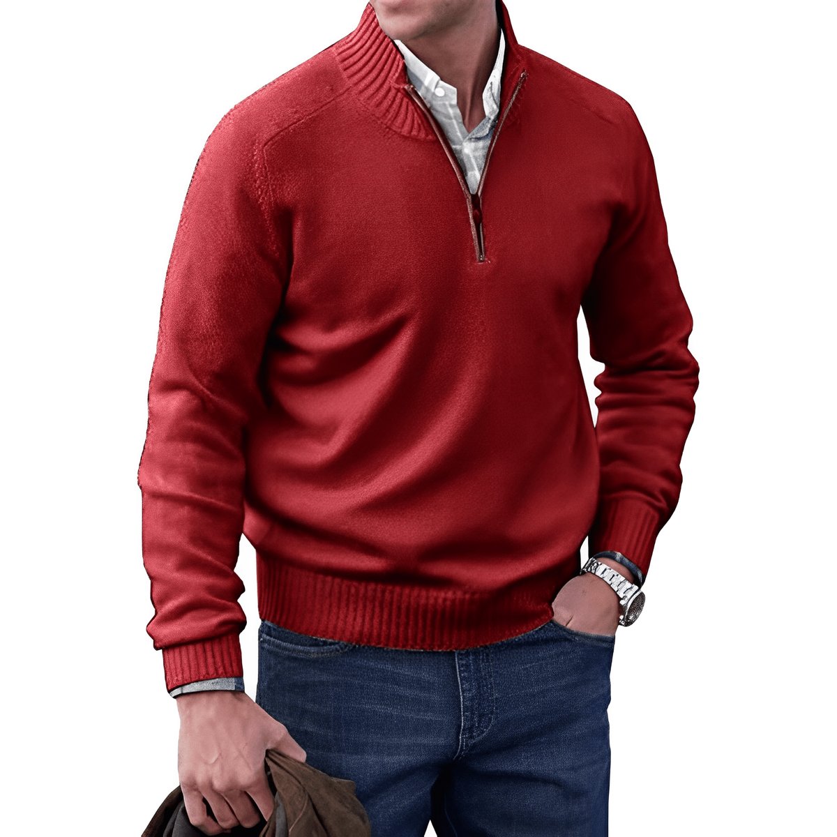 Men's Knit Quarter-Zip Classic-Fit Pullover Sweater