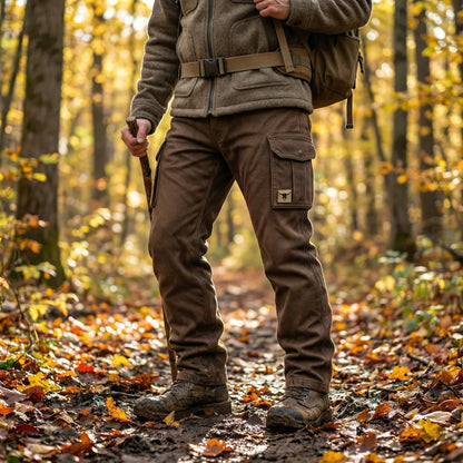 Men's Tapered Slim-Fit Cargo Trousers with Bull Patch