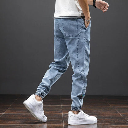 Men's Stretch Denim Jogger Pants with Drawstring Waist