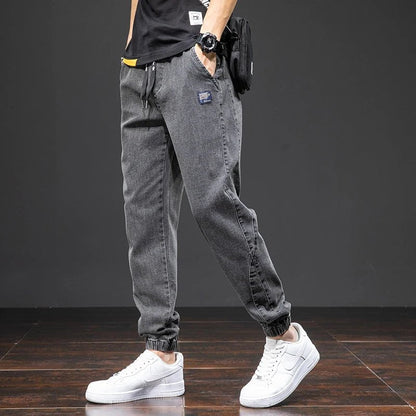 Men's Stretch Denim Jogger Pants with Drawstring Waist