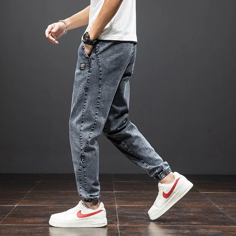 Men's Stretch Denim Jogger Pants with Drawstring Waist
