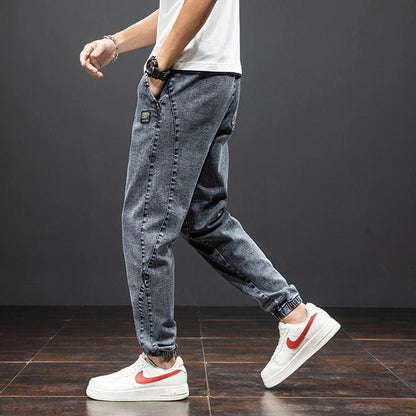 Men's Stretch Denim Jogger Pants with Drawstring Waist