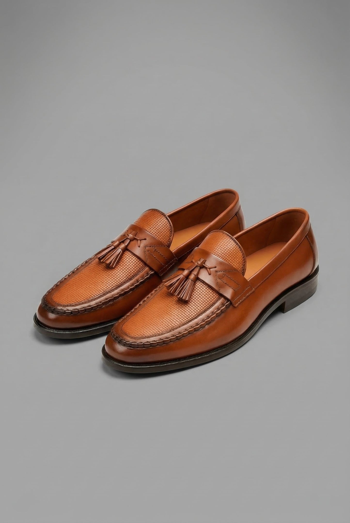 Men's Black Braided Slip-On Tassel Loafers