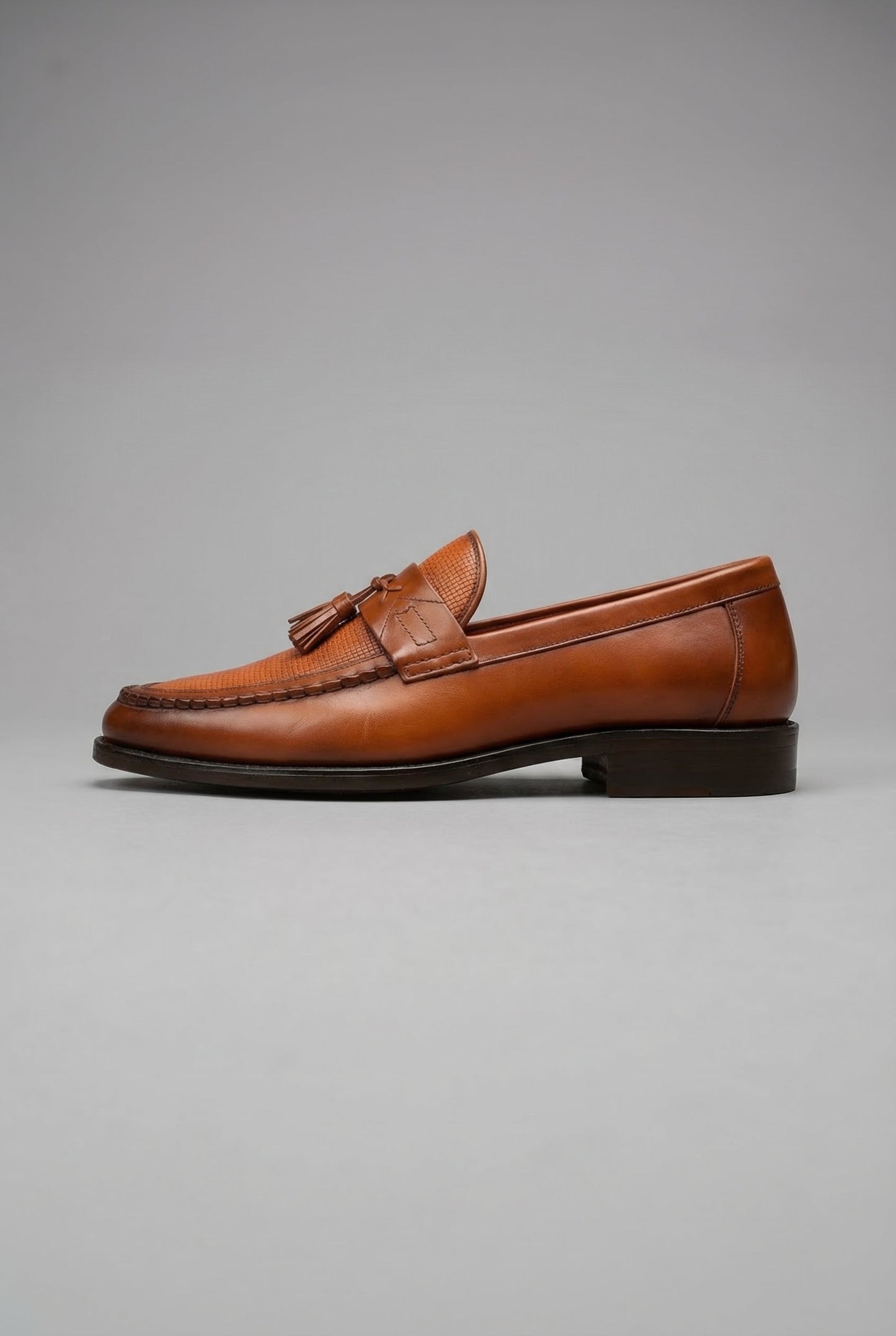 Men's Black Braided Slip-On Tassel Loafers