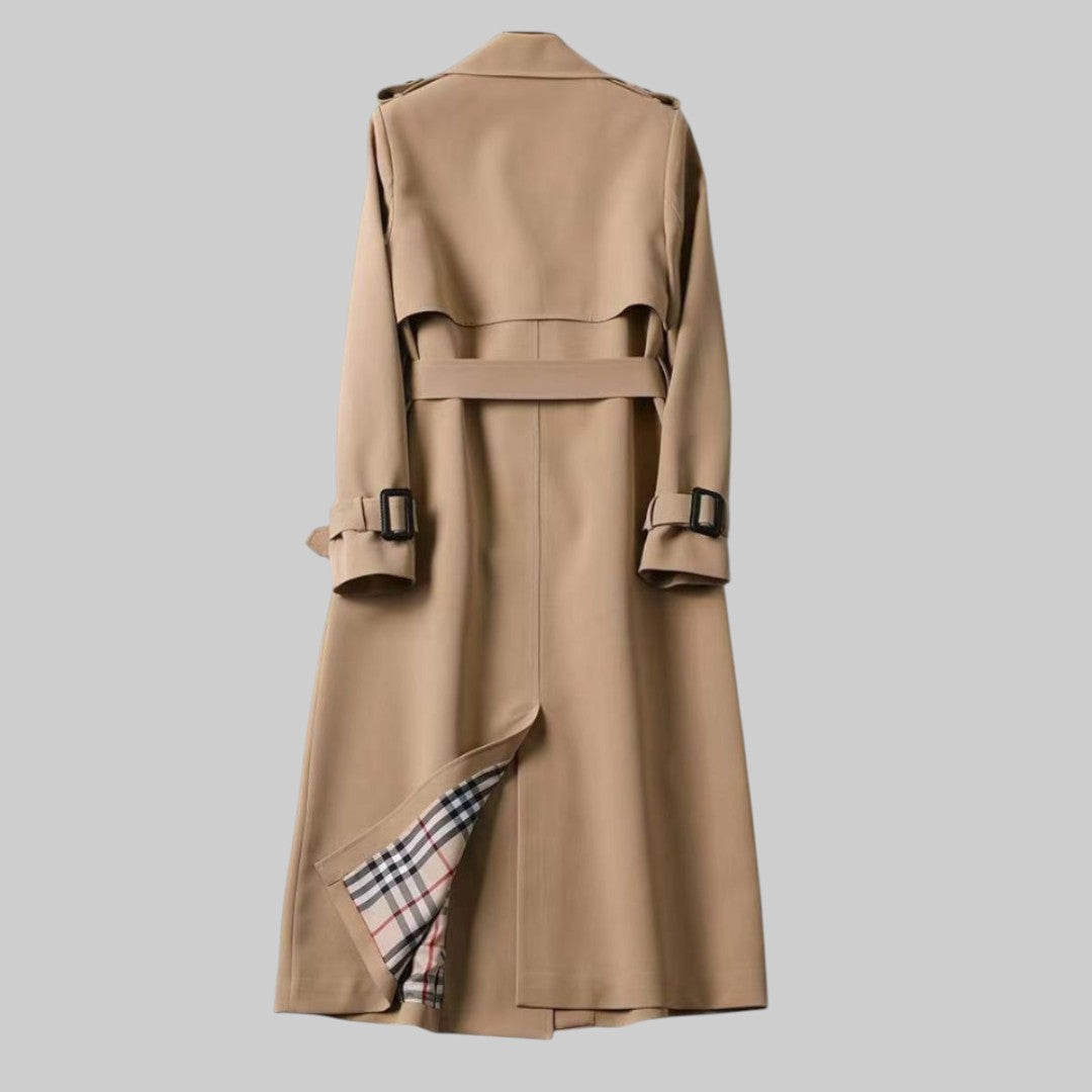 Women's Double-Breasted Long Belted Trench Coat