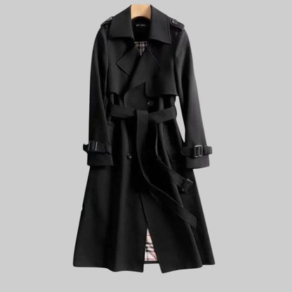 Women's Double-Breasted Long Belted Trench Coat