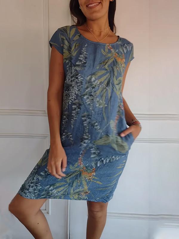 Women's Leaf Print Casual Summer Dress