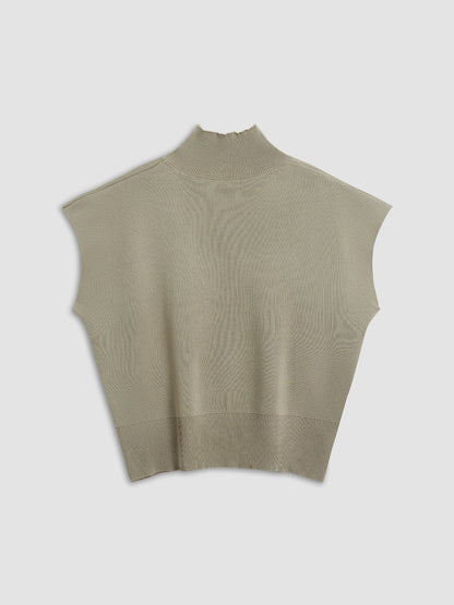 Women's Short-Sleeve Mock-Neck Casual Top