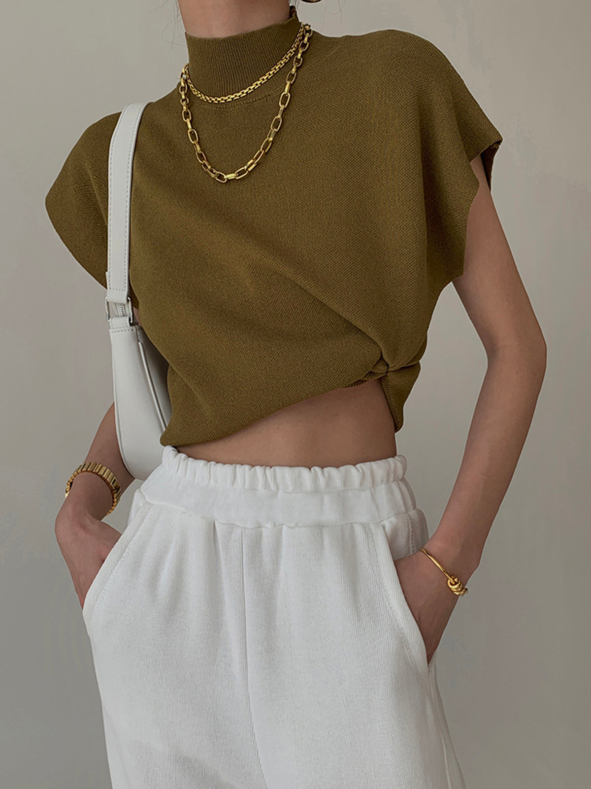 Women's Short-Sleeve Mock-Neck Casual Top