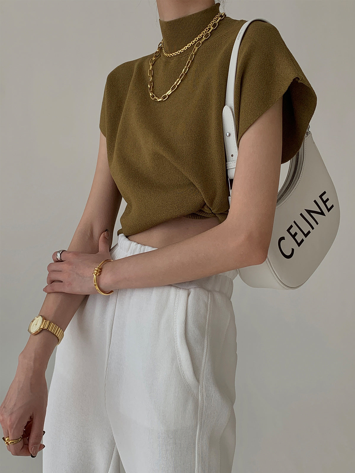 Women's Short-Sleeve Mock-Neck Casual Top