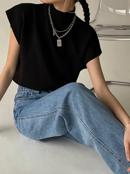 Women's Short-Sleeve Mock-Neck Casual Top