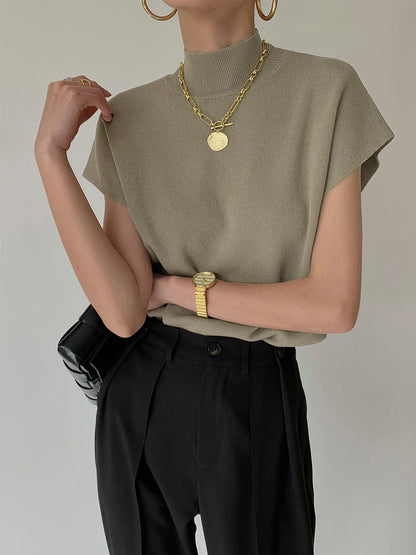 Women's Short-Sleeve Mock-Neck Casual Top