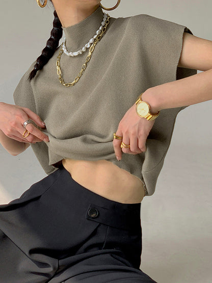 Women's Short-Sleeve Mock-Neck Casual Top
