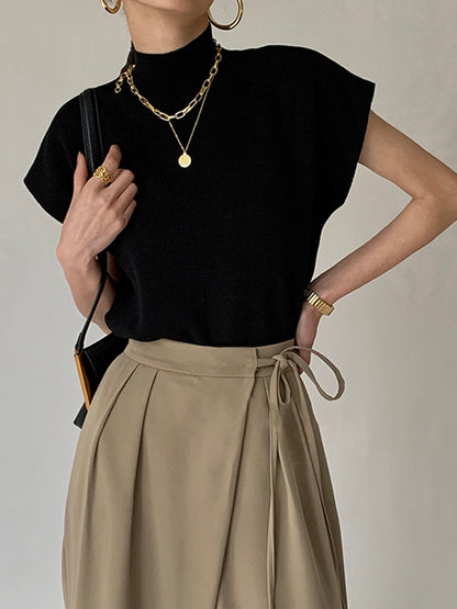 Women's Short-Sleeve Mock-Neck Casual Top