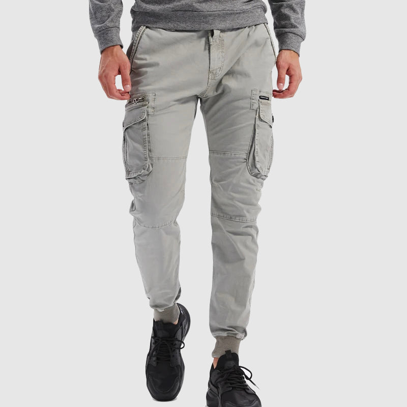 Slim Leg Cargo Trousers with Pockets for Men