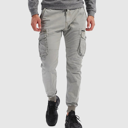 Slim Leg Cargo Trousers with Pockets for Men