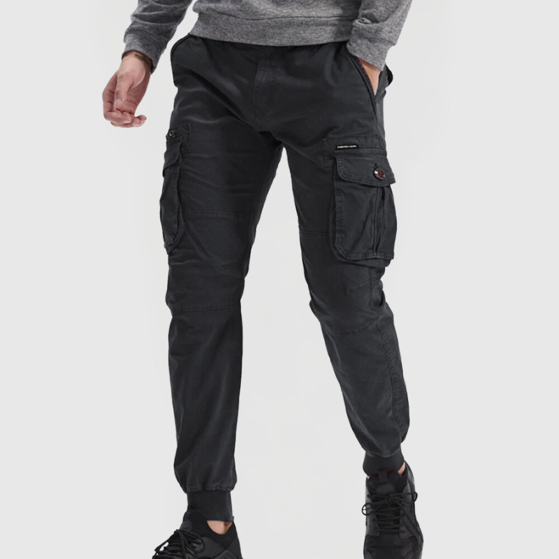 Slim Leg Cargo Trousers with Pockets for Men