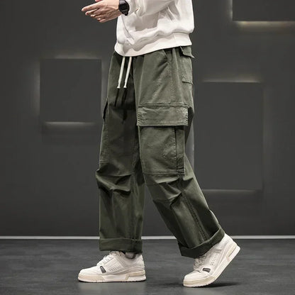 Men's Wide-Leg Cargo Pants with Utility Pockets