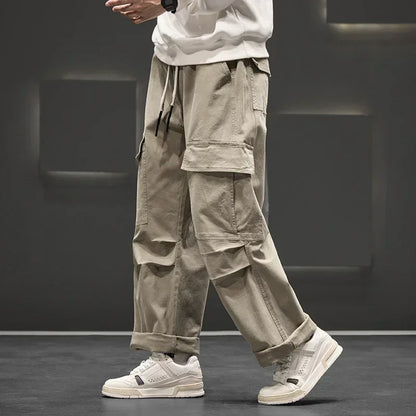 Men's Wide-Leg Cargo Pants with Utility Pockets