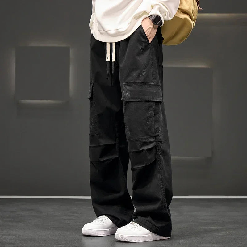 Men's Wide-Leg Cargo Pants with Utility Pockets