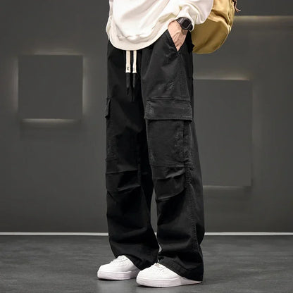 Men's Wide-Leg Cargo Pants with Utility Pockets