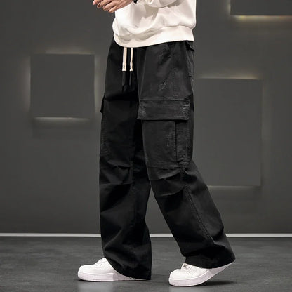 Men's Wide-Leg Cargo Pants with Utility Pockets