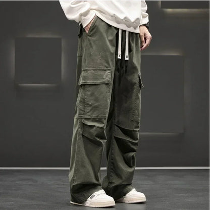 Men's Wide-Leg Cargo Pants with Utility Pockets