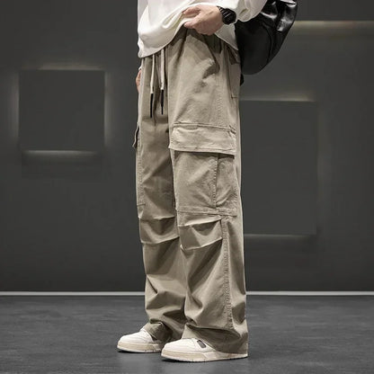 Men's Wide-Leg Cargo Pants with Utility Pockets