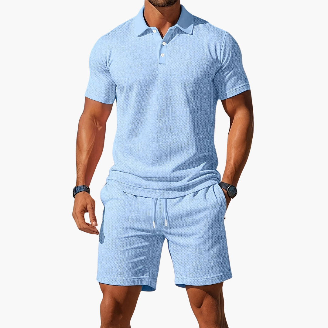 Men's Casual Polo Shirt and Shorts Co-Ord Set