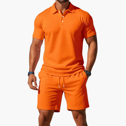 Men's Casual Polo Shirt and Shorts Co-Ord Set