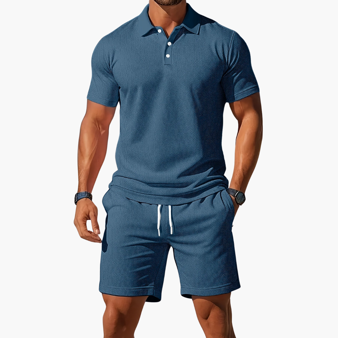 Men's Casual Polo Shirt and Shorts Co-Ord Set